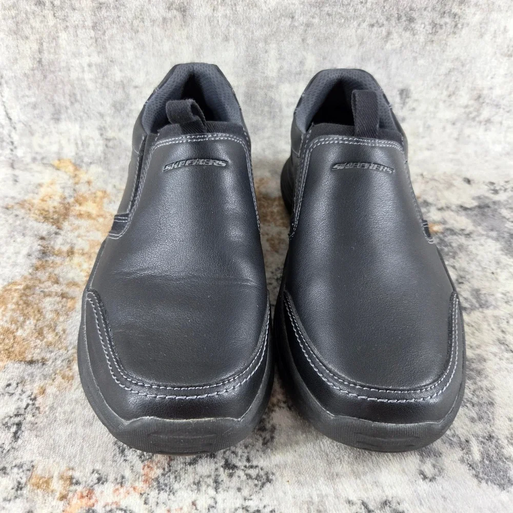 Skechers Expended Margo Slip On Shoes Men 8 Black Leather Comfort Dad Orthopedic